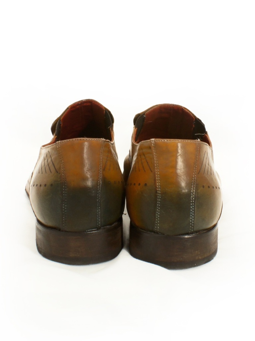 Jo Ghost Leather Pointy Toe Dress Shoes Cognac Brown Unique Ombre Design - Picture 6 of 7